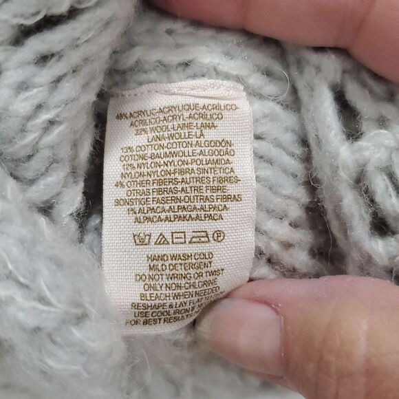 Free People Wool sweater cardigan chunky knit blue stripe twist braid, XS - Picture 4 of 7